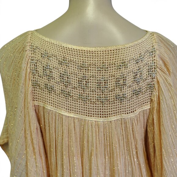 Vintage 1970s Gauze Cotton Dress with Metallic Threads - Picture 10 of 15
